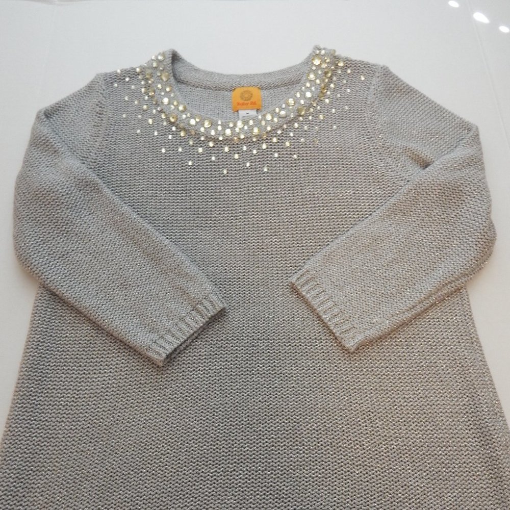 Ruby Road Sparkle Silver Sweater Womens Glam